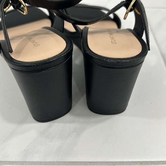 NEW! STUART WEITZMAN Black Avenue Leather Wedge Sandals - Size 10US/EU40.5 - Picture 8 of 13